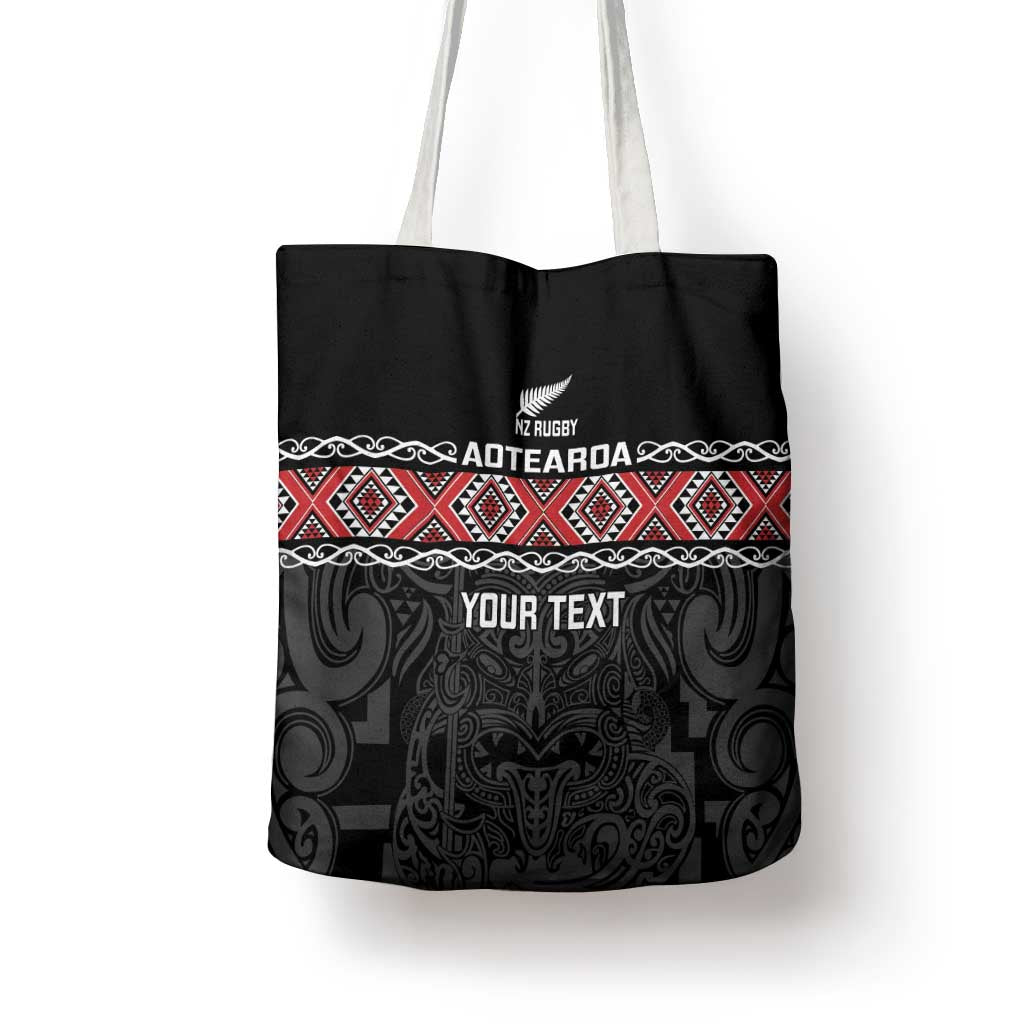 Custom New Zealand Silver Fern Rugby Tote Bag All Black Maori Taniko Pattern - Aussie Hoodie