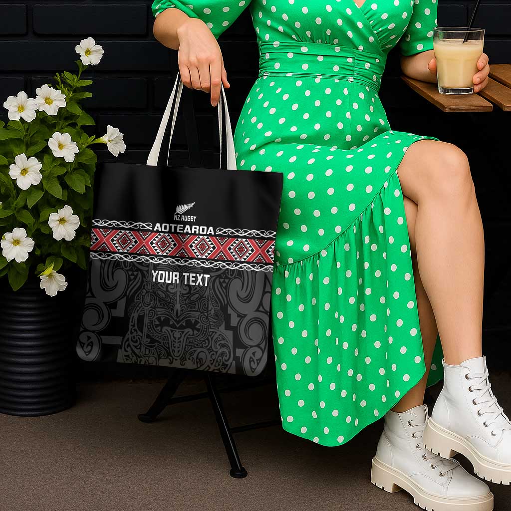 Custom New Zealand Silver Fern Rugby Tote Bag All Black Maori Taniko Pattern - Aussie Hoodie