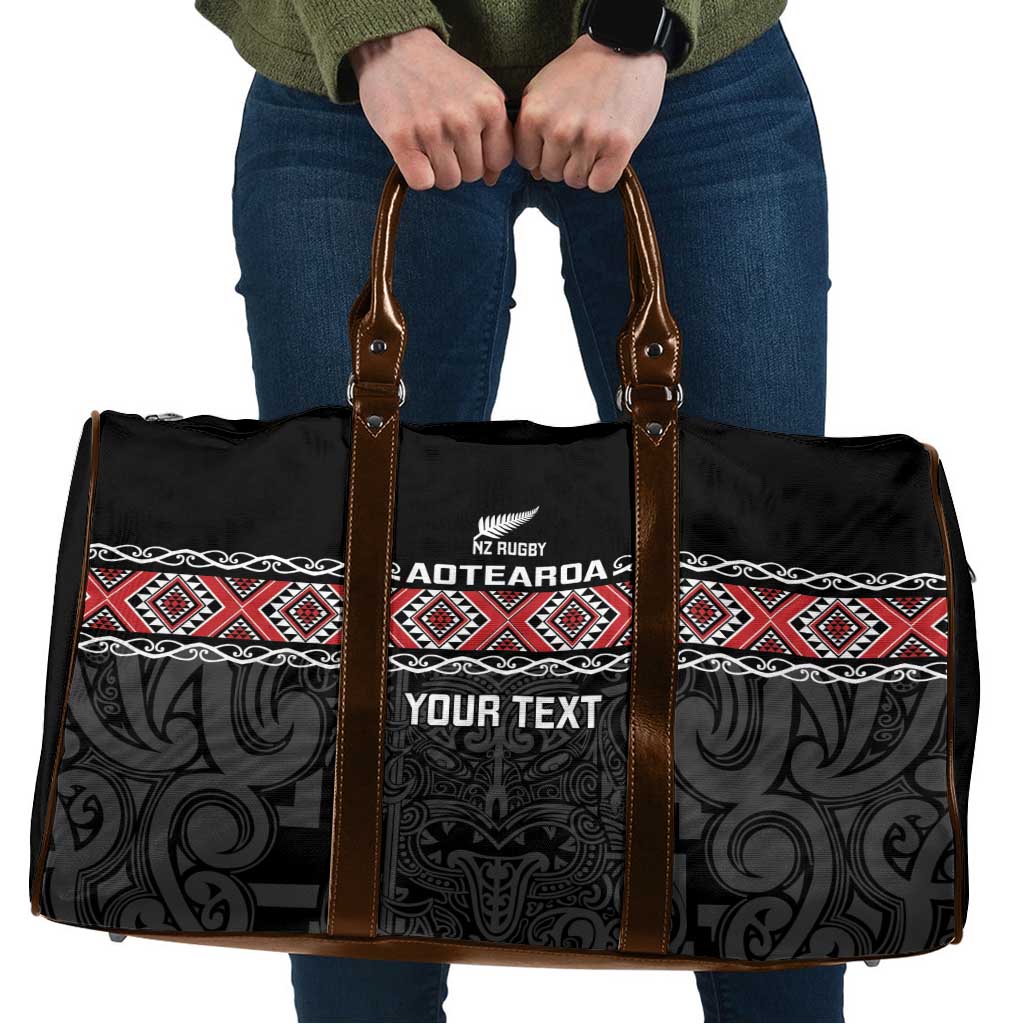 Custom New Zealand Silver Fern Rugby Travel Bag All Black Maori Taniko Pattern - Aussie Hoodie