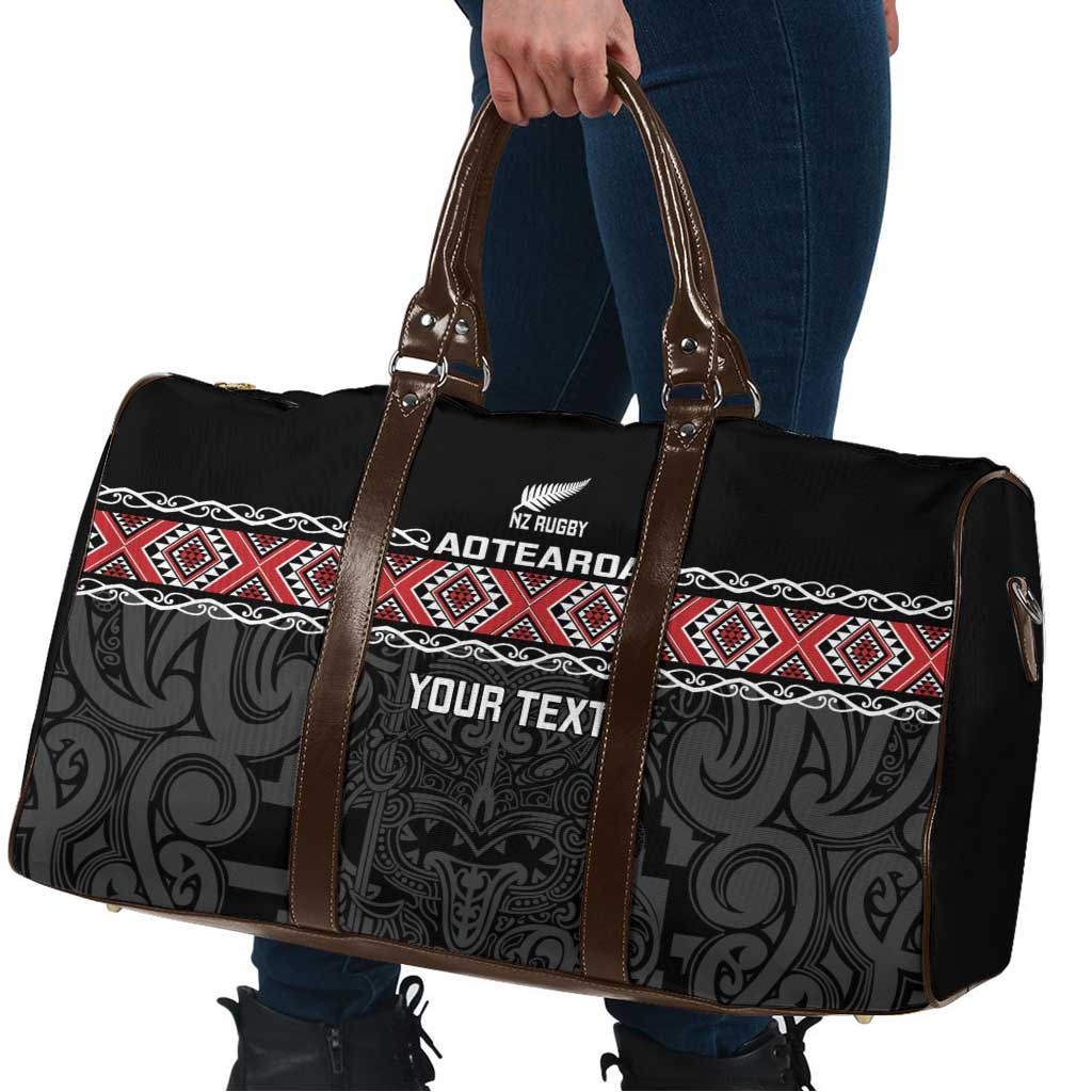 Custom New Zealand Silver Fern Rugby Travel Bag All Black Maori Taniko Pattern - Aussie Hoodie