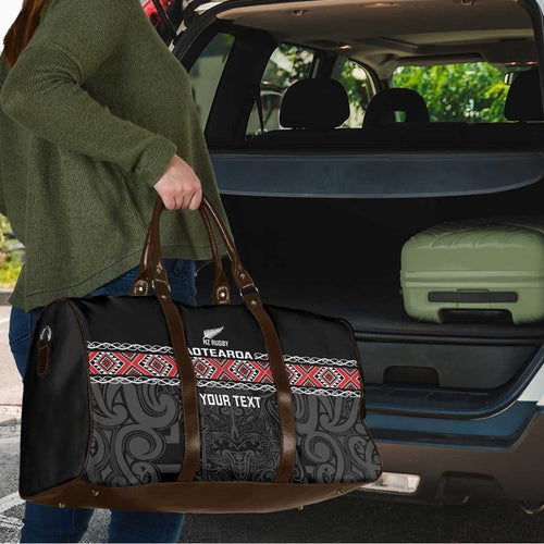 Custom New Zealand Silver Fern Rugby Travel Bag All Black Maori Taniko Pattern - Aussie Hoodie