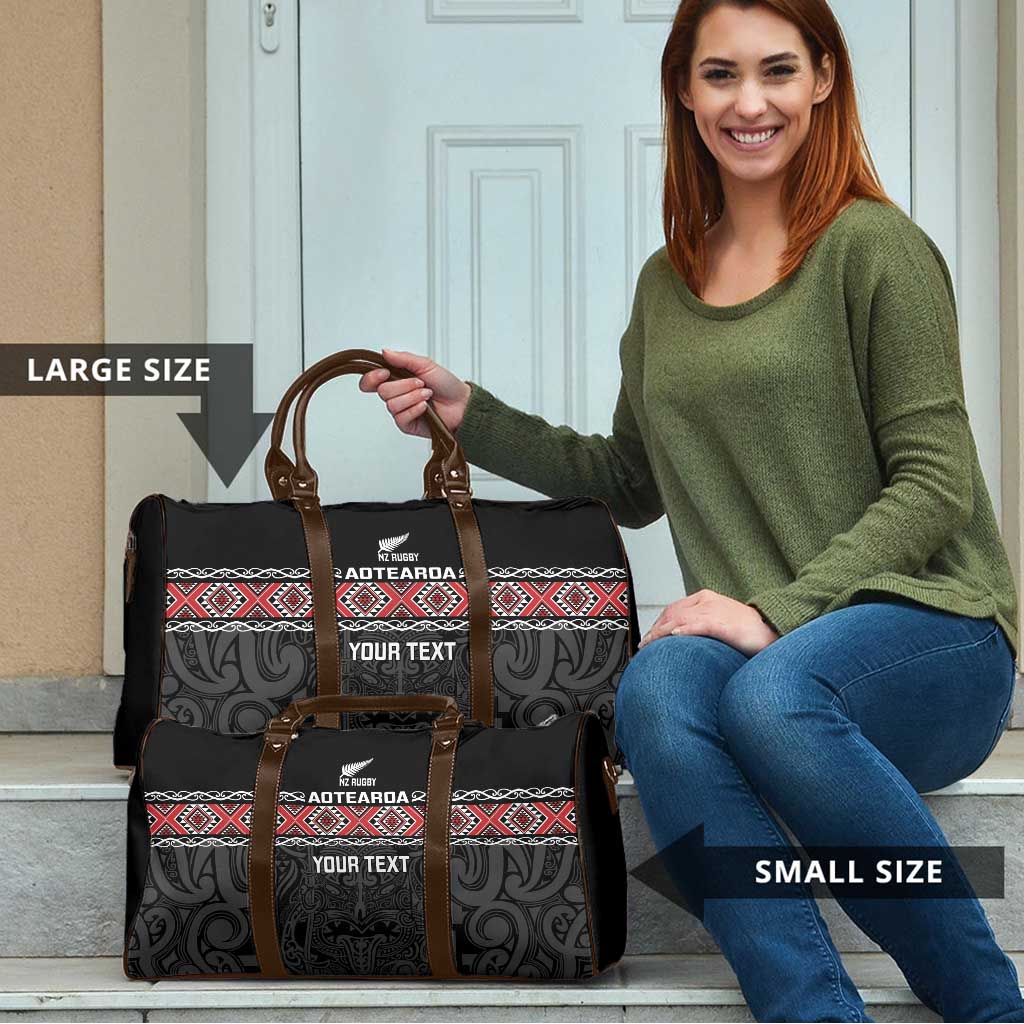 Custom New Zealand Silver Fern Rugby Travel Bag All Black Maori Taniko Pattern - Aussie Hoodie