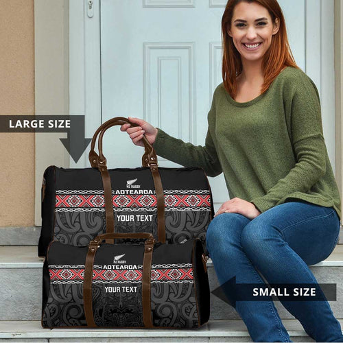Custom New Zealand Silver Fern Rugby Travel Bag All Black Maori Taniko Pattern - Aussie Hoodie