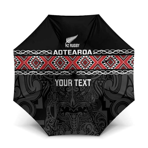 Custom New Zealand Silver Fern Rugby Umbrella All Black Maori Taniko Pattern - Aussie Hoodie