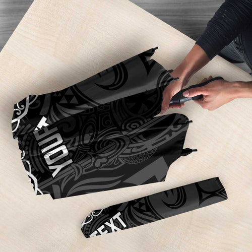 Custom New Zealand Silver Fern Rugby Umbrella All Black Maori Taniko Pattern - Aussie Hoodie