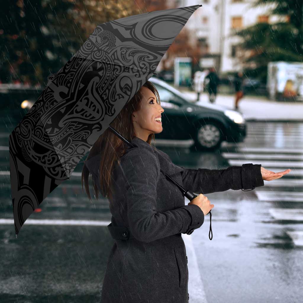 Custom New Zealand Silver Fern Rugby Umbrella All Black Maori Taniko Pattern - Aussie Hoodie