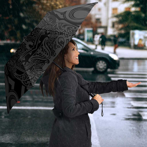 Custom New Zealand Silver Fern Rugby Umbrella All Black Maori Taniko Pattern - Aussie Hoodie