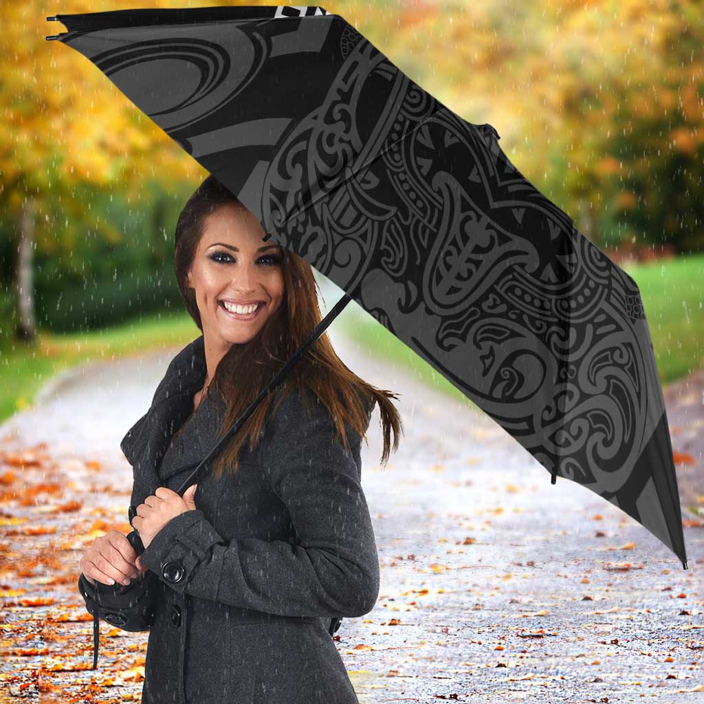 Custom New Zealand Silver Fern Rugby Umbrella All Black Maori Taniko Pattern - Aussie Hoodie