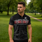 Custom New Zealand Silver Fern Rugby Zipper Polo Shirt All Black Maori Taniko Pattern - Aussie Hoodie