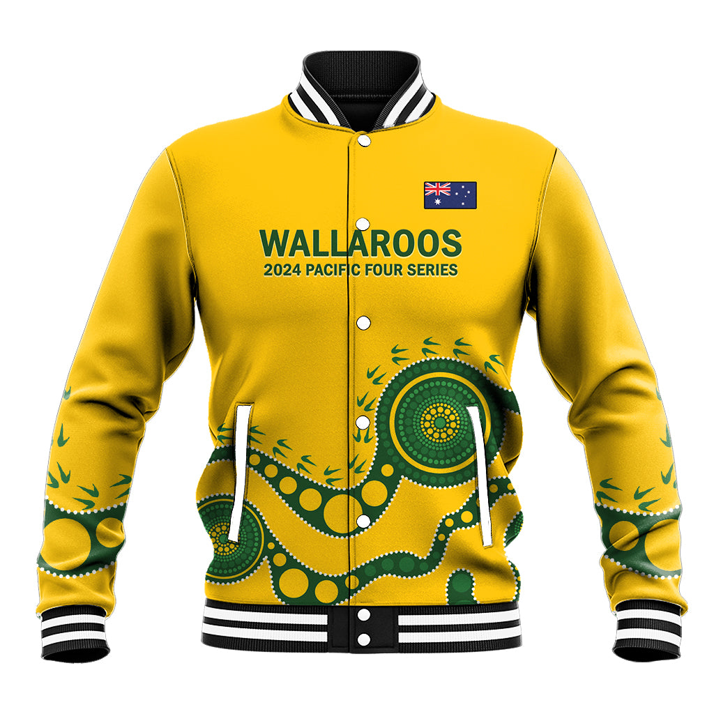 Custom Australia Rugby Baseball Jacket Go Wallaroos 2024 Pacific Aboriginal Art