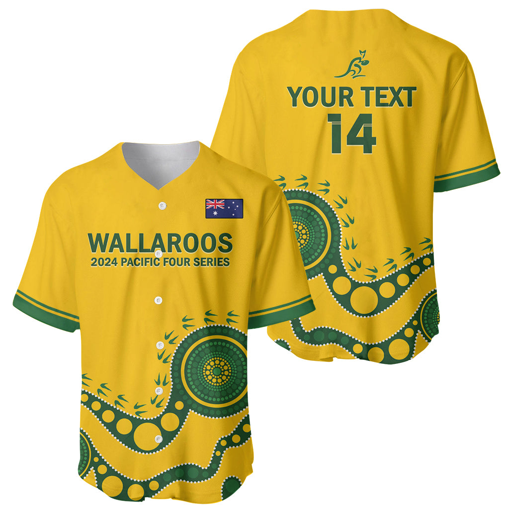 Custom Australia Rugby Baseball Jersey Go Wallaroos 2024 Pacific Aboriginal Art
