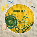 Custom Australia Rugby Beach Blanket Go Wallaroos 2024 Pacific Aboriginal Art