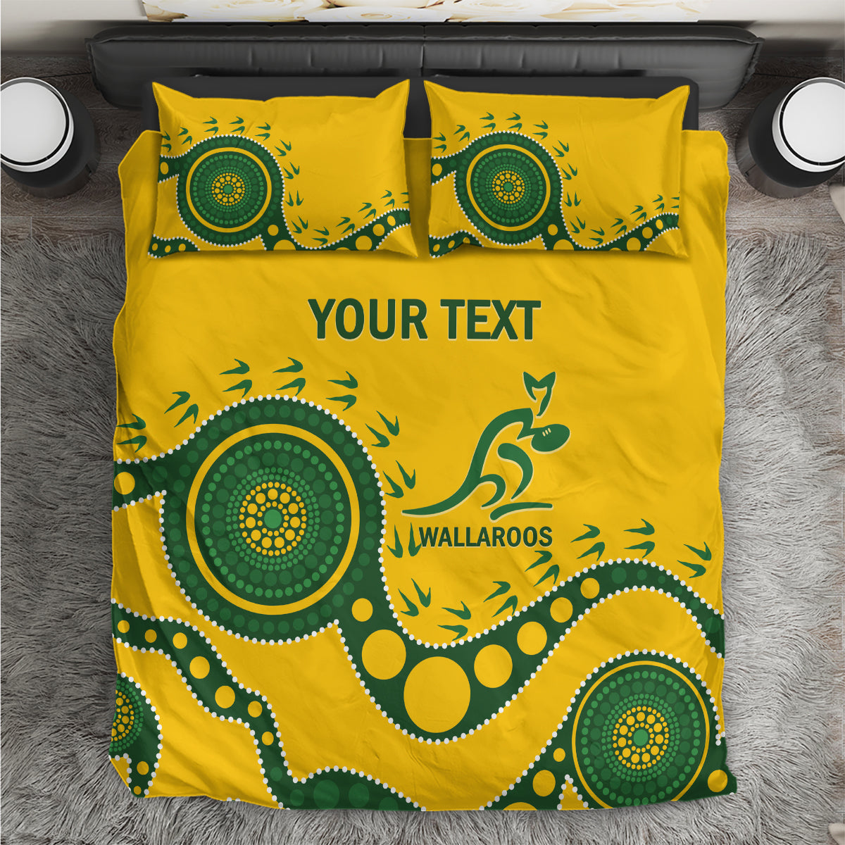 Custom Australia Rugby Bedding Set Go Wallaroos 2024 Pacific Aboriginal Art