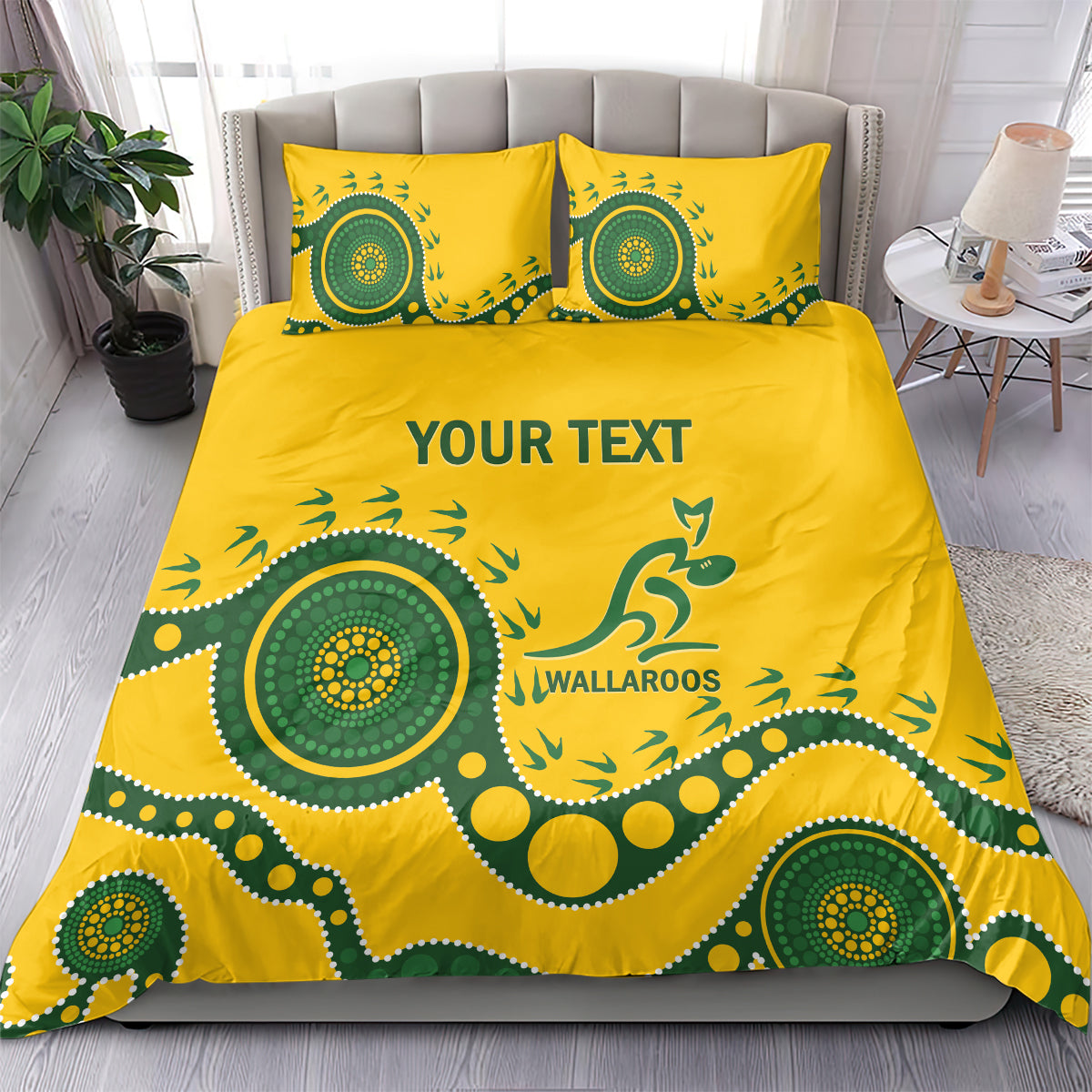 Custom Australia Rugby Bedding Set Go Wallaroos 2024 Pacific Aboriginal Art