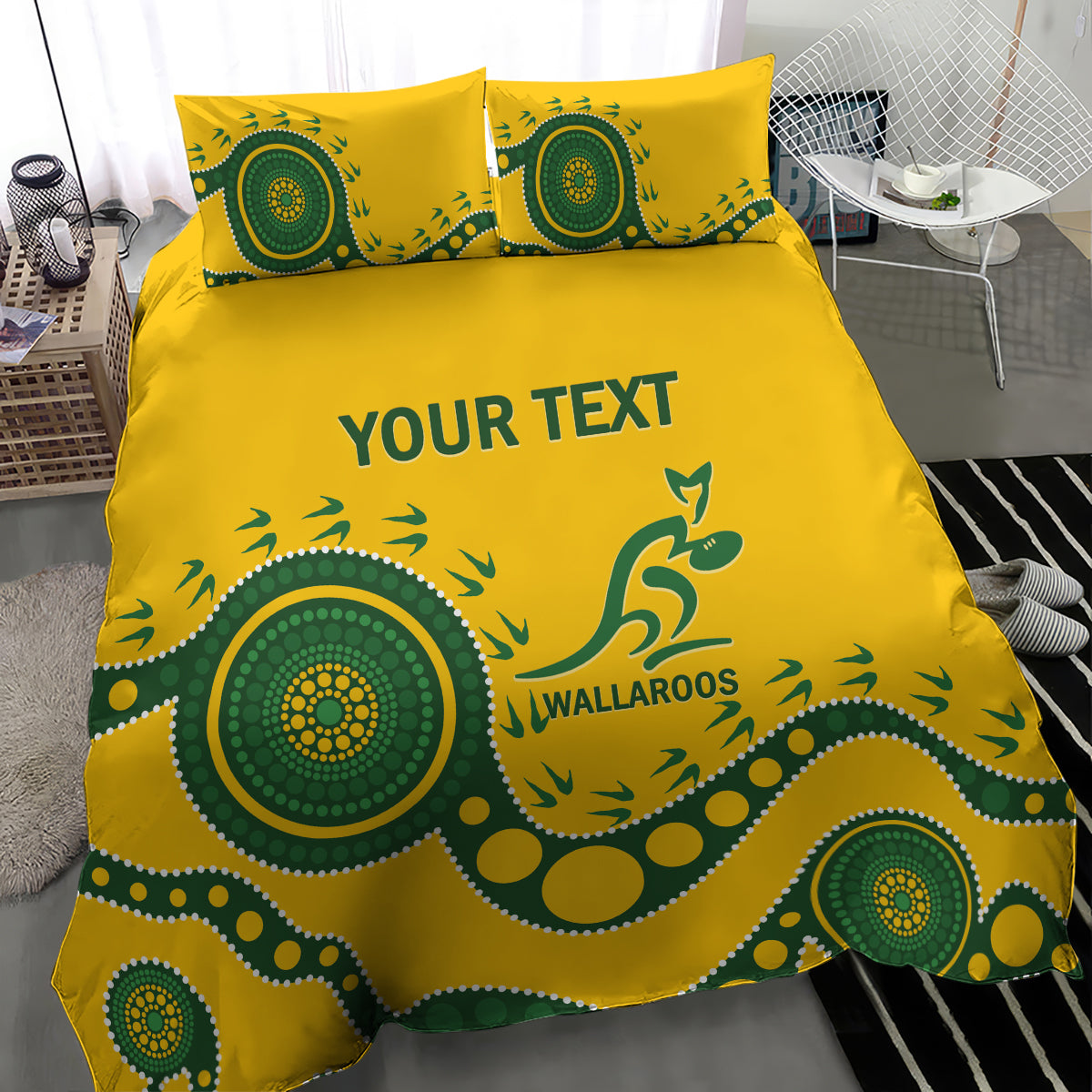 Custom Australia Rugby Bedding Set Go Wallaroos 2024 Pacific Aboriginal Art
