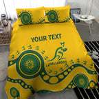 Custom Australia Rugby Bedding Set Go Wallaroos 2024 Pacific Aboriginal Art