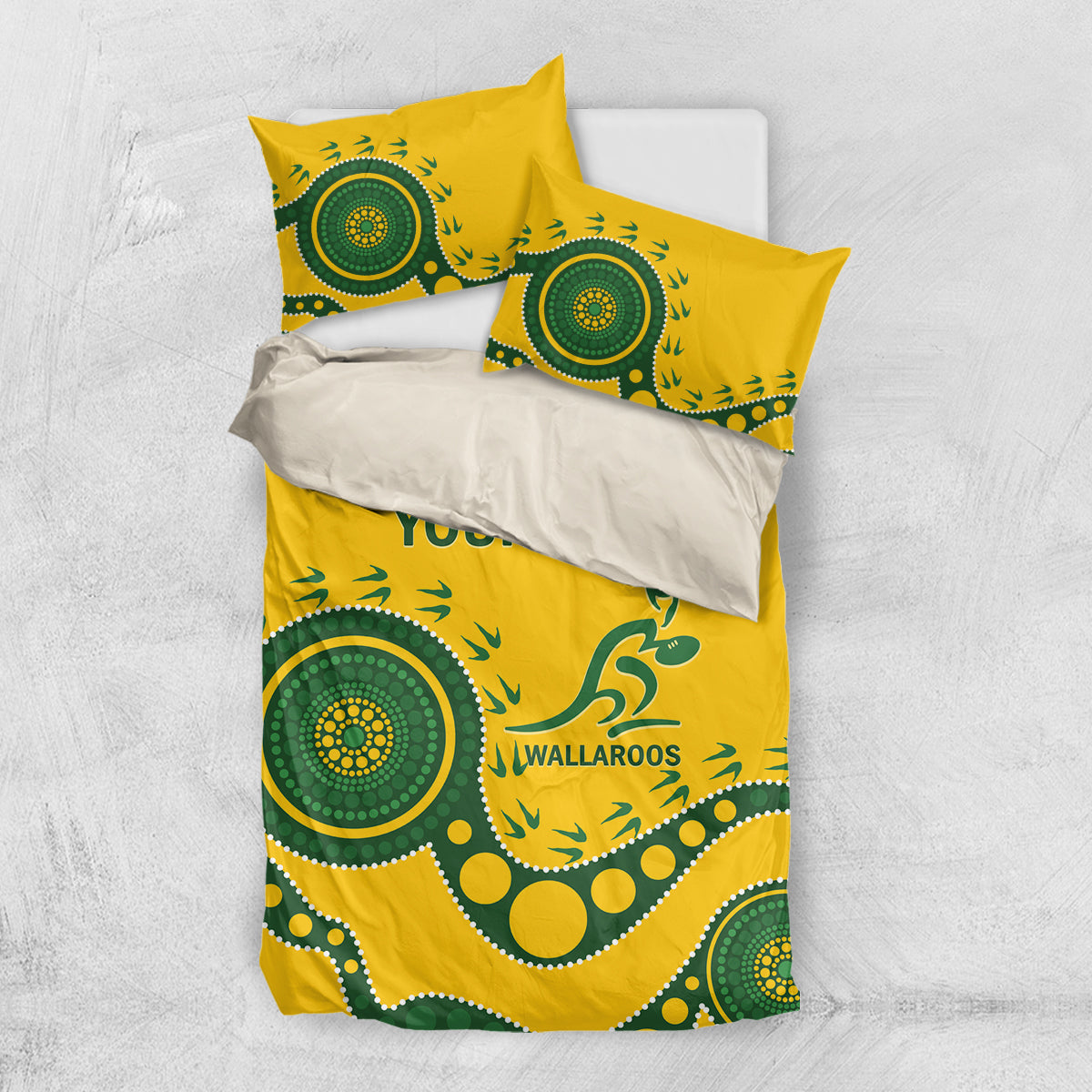 Custom Australia Rugby Bedding Set Go Wallaroos 2024 Pacific Aboriginal Art