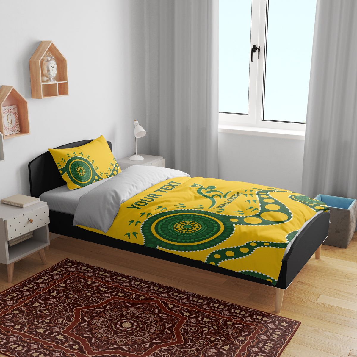 Custom Australia Rugby Bedding Set Go Wallaroos 2024 Pacific Aboriginal Art