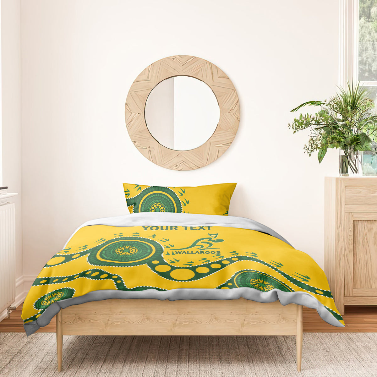 Custom Australia Rugby Bedding Set Go Wallaroos 2024 Pacific Aboriginal Art