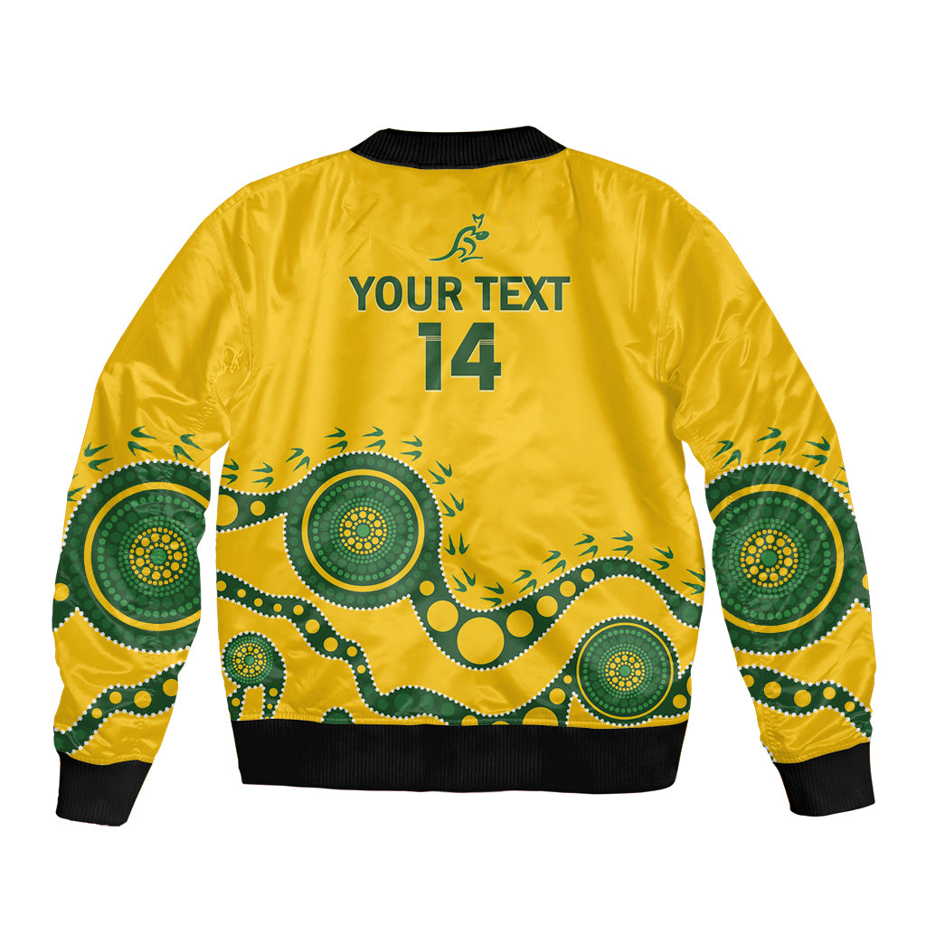 Custom Australia Rugby Bomber Jacket Go Wallaroos 2024 Pacific Aboriginal Art