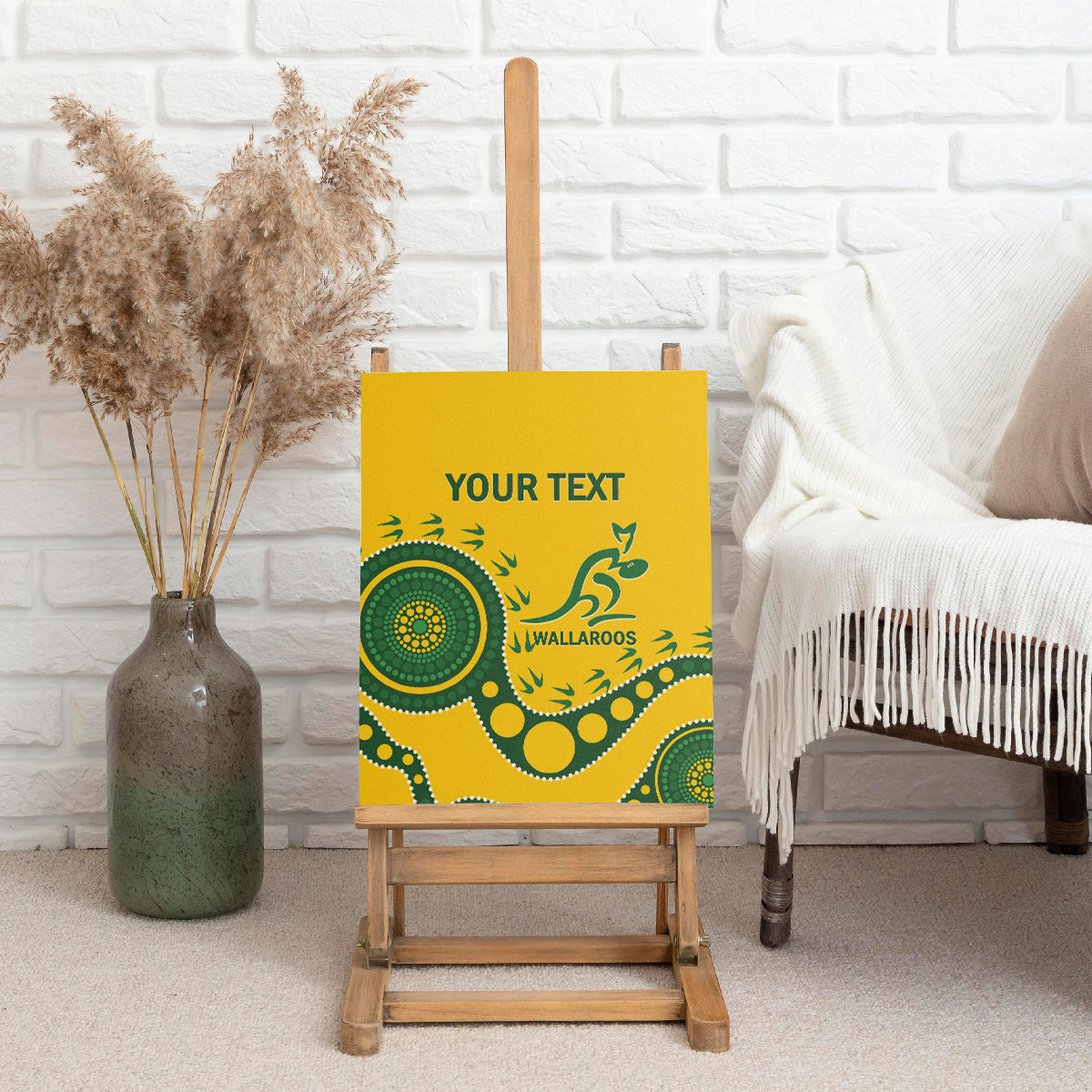 Custom Australia Rugby Canvas Wall Art Go Wallaroos 2024 Pacific Aboriginal Art