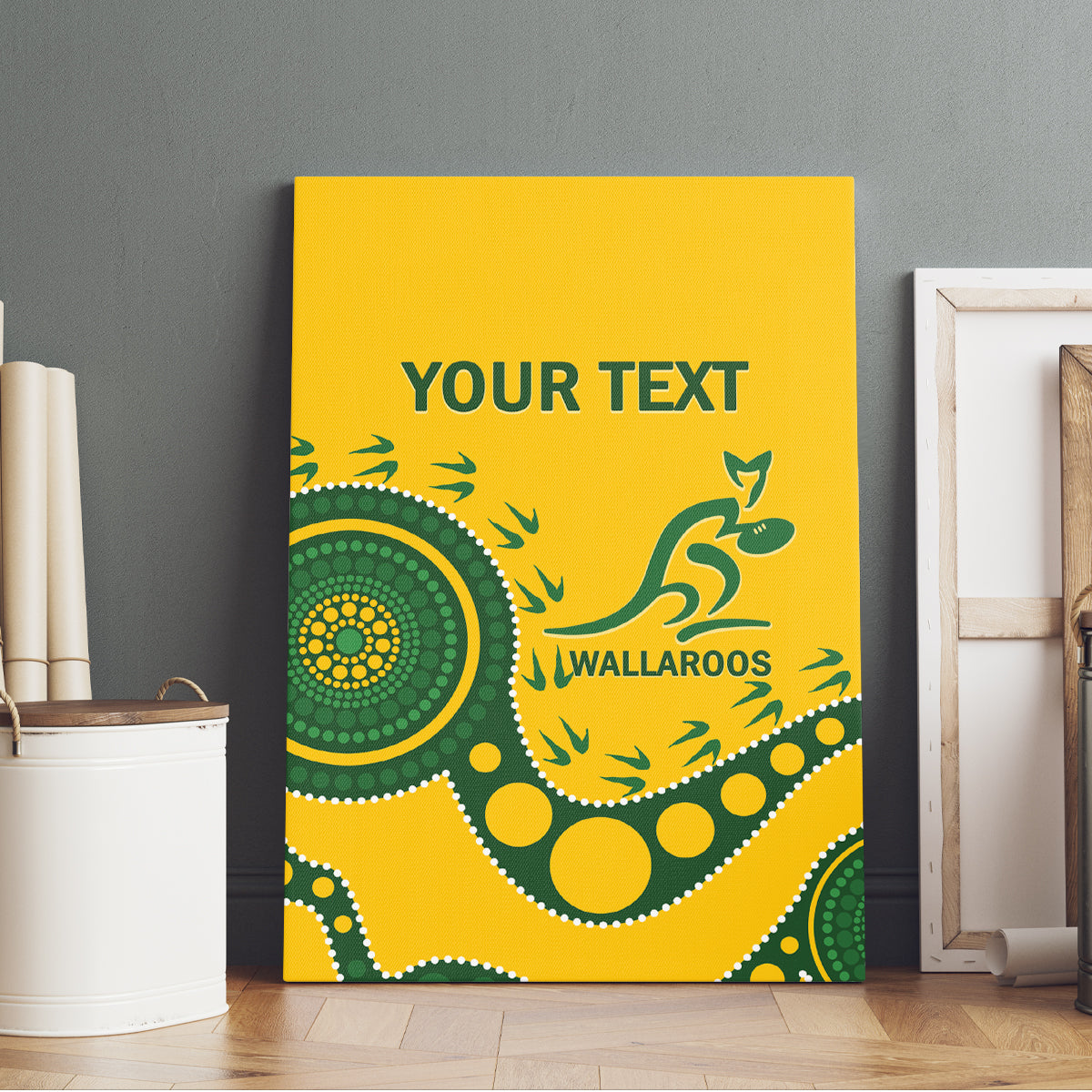 Custom Australia Rugby Canvas Wall Art Go Wallaroos 2024 Pacific Aboriginal Art