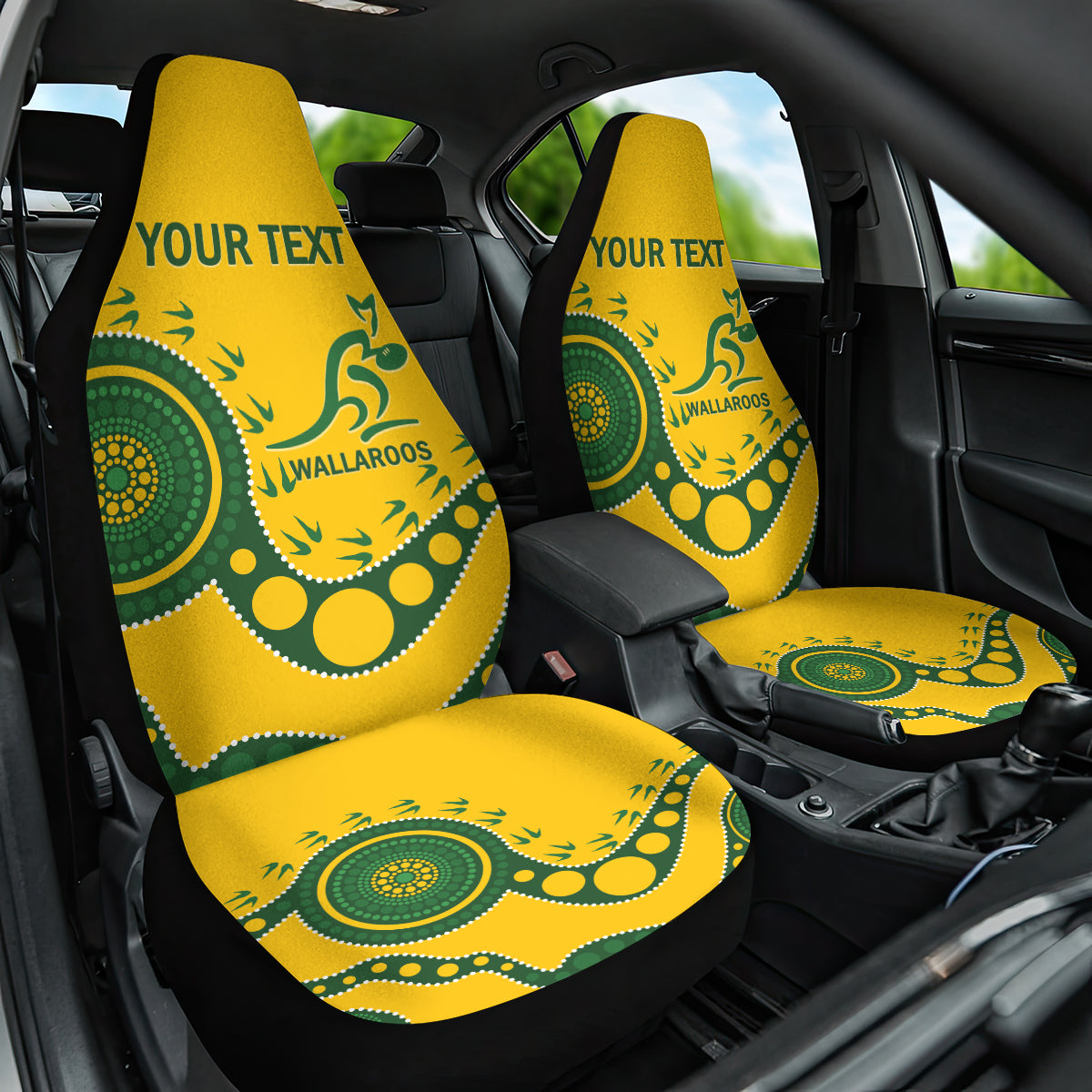 Custom Australia Rugby Car Seat Cover Go Wallaroos 2024 Pacific Aboriginal Art