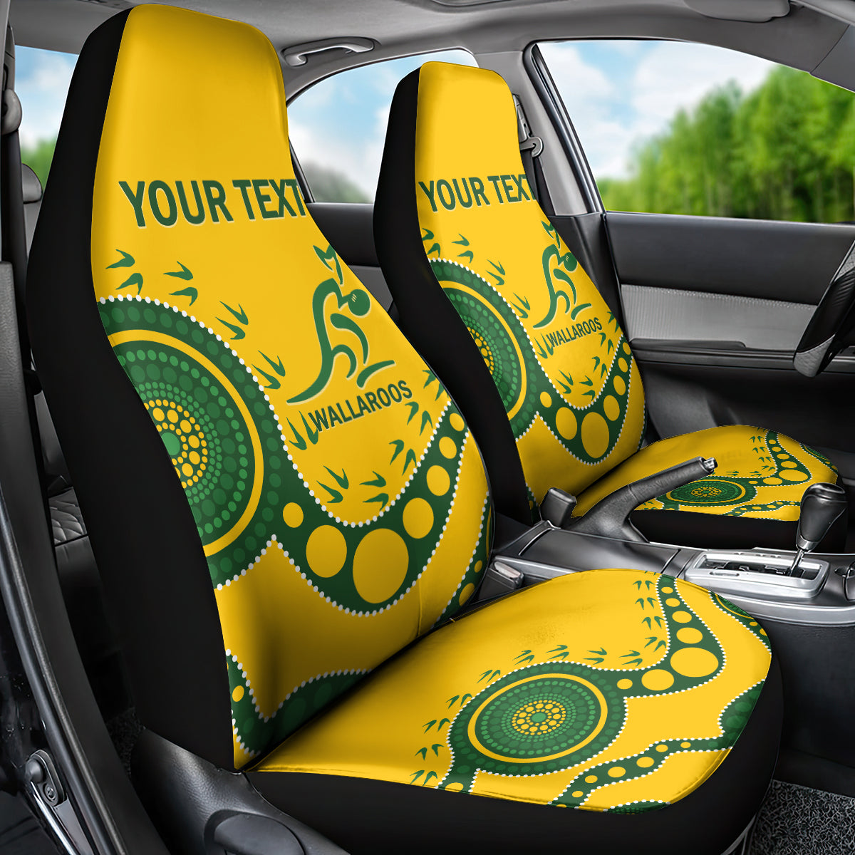 Custom Australia Rugby Car Seat Cover Go Wallaroos 2024 Pacific Aboriginal Art