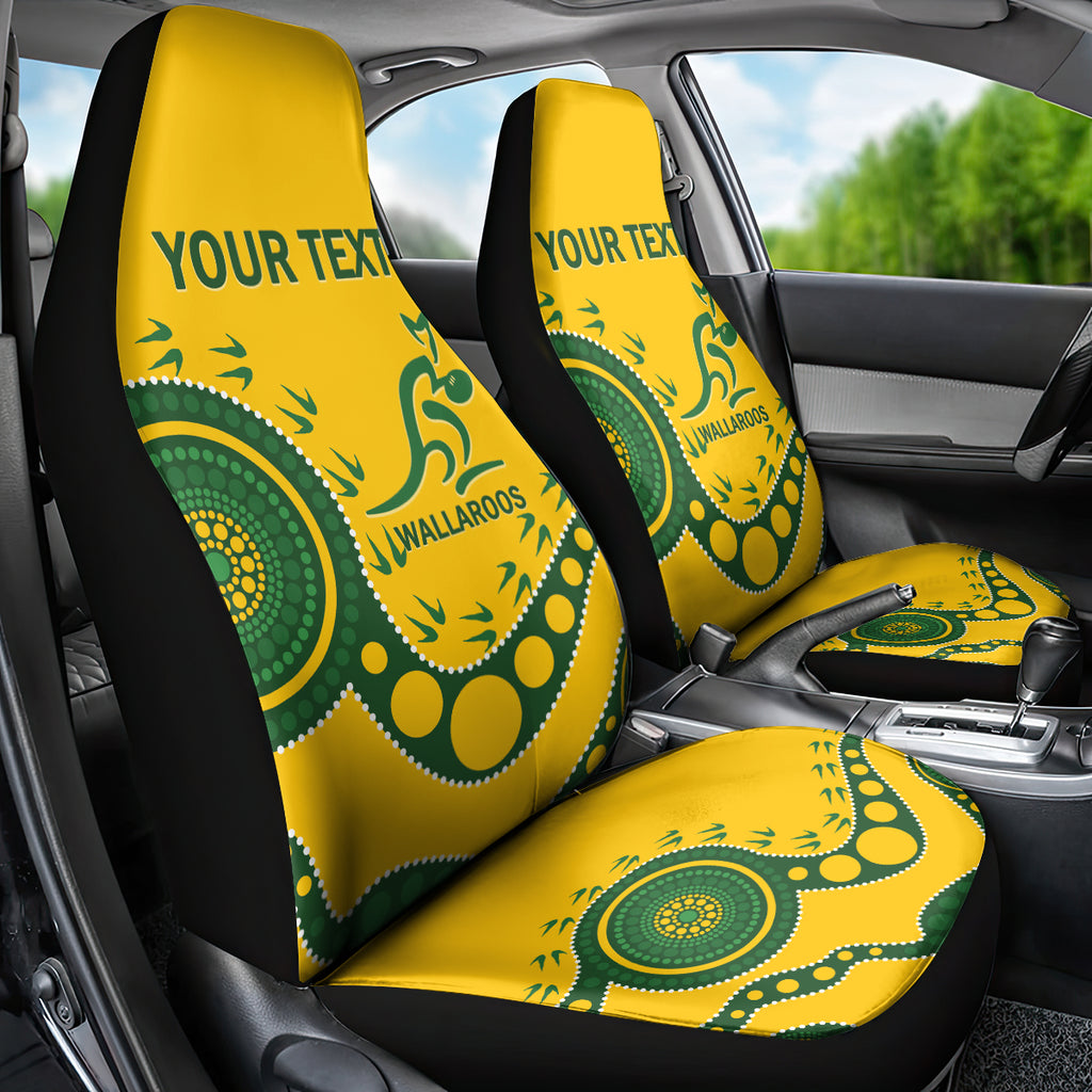 Custom Australia Rugby Car Seat Cover Go Wallaroos 2024 Pacific Aboriginal Art