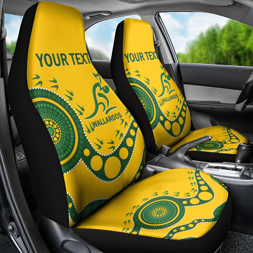 Custom Australia Rugby Car Seat Cover Go Wallaroos 2024 Pacific Aboriginal Art
