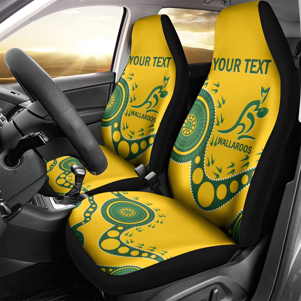 Custom Australia Rugby Car Seat Cover Go Wallaroos 2024 Pacific Aboriginal Art