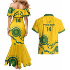 Custom Australia Rugby Couples Matching Mermaid Dress and Hawaiian Shirt Go Wallaroos 2024 Pacific Aboriginal Art