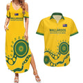 Custom Australia Rugby Couples Matching Summer Maxi Dress and Hawaiian Shirt Go Wallaroos 2024 Pacific Aboriginal Art