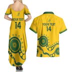 Custom Australia Rugby Couples Matching Summer Maxi Dress and Hawaiian Shirt Go Wallaroos 2024 Pacific Aboriginal Art