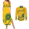 Custom Australia Rugby Couples Matching Summer Maxi Dress and Long Sleeve Button Shirt Go Wallaroos 2024 Pacific Aboriginal Art