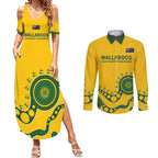 Custom Australia Rugby Couples Matching Summer Maxi Dress and Long Sleeve Button Shirt Go Wallaroos 2024 Pacific Aboriginal Art