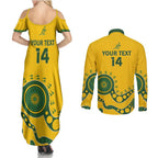 Custom Australia Rugby Couples Matching Summer Maxi Dress and Long Sleeve Button Shirt Go Wallaroos 2024 Pacific Aboriginal Art
