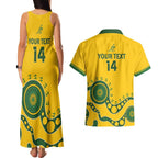 Custom Australia Rugby Couples Matching Tank Maxi Dress and Hawaiian Shirt Go Wallaroos 2024 Pacific Aboriginal Art