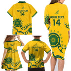 Custom Australia Rugby Family Matching Long Sleeve Bodycon Dress and Hawaiian Shirt Go Wallaroos 2024 Pacific Aboriginal Art