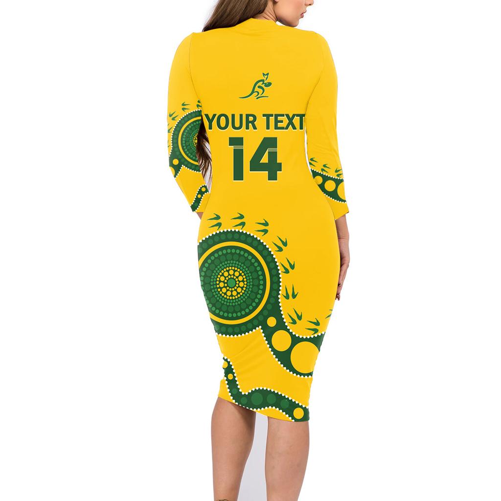 Custom Australia Rugby Family Matching Long Sleeve Bodycon Dress and Hawaiian Shirt Go Wallaroos 2024 Pacific Aboriginal Art