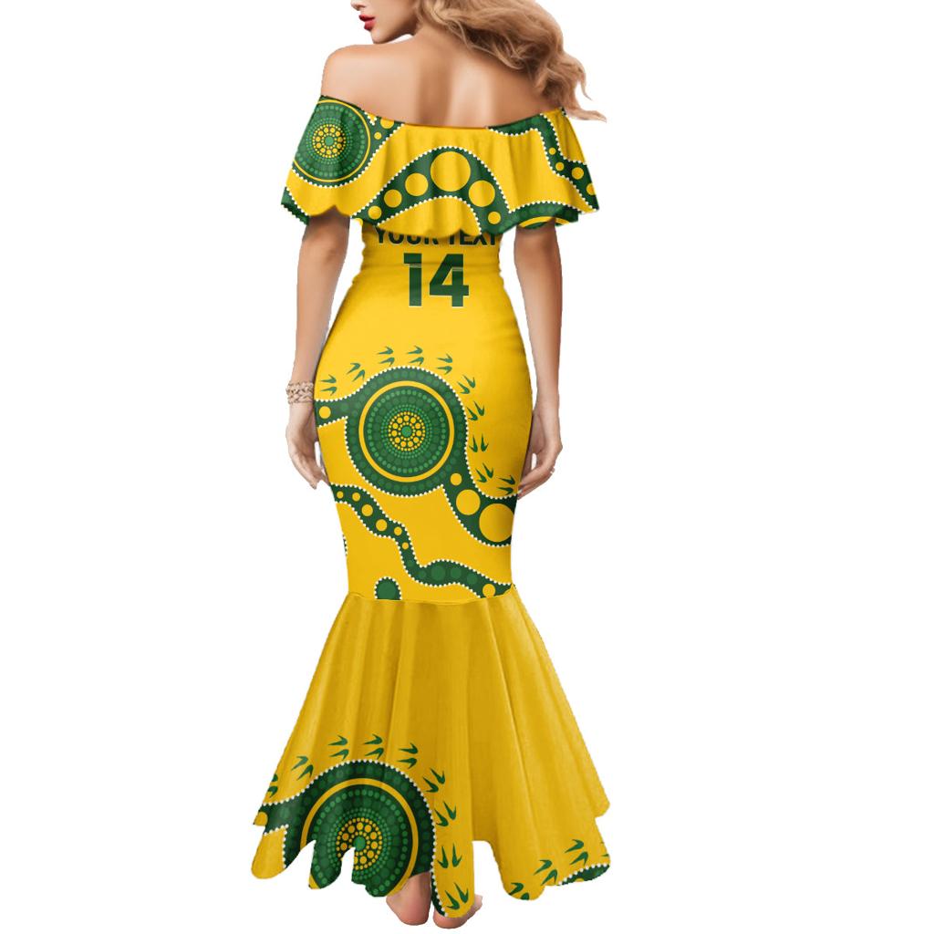 Custom Australia Rugby Family Matching Mermaid Dress and Hawaiian Shirt Go Wallaroos 2024 Pacific Aboriginal Art
