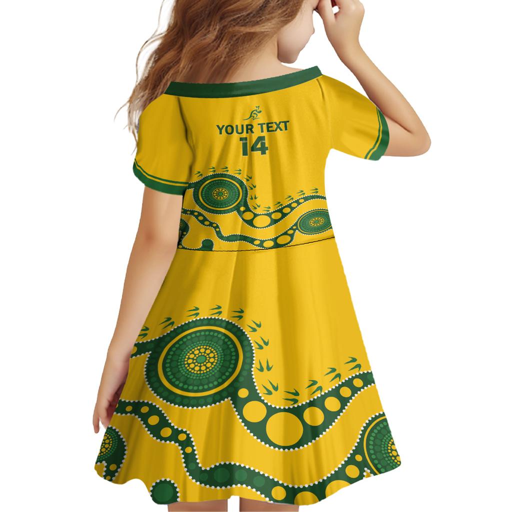 Custom Australia Rugby Family Matching Off The Shoulder Long Sleeve Dress and Hawaiian Shirt Go Wallaroos 2024 Pacific Aboriginal Art