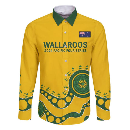 Custom Australia Rugby Family Matching Off Shoulder Short Dress and Hawaiian Shirt Go Wallaroos 2024 Pacific Aboriginal Art