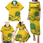 Custom Australia Rugby Family Matching Puletasi and Hawaiian Shirt Go Wallaroos 2024 Pacific Aboriginal Art