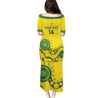 Custom Australia Rugby Family Matching Puletasi and Hawaiian Shirt Go Wallaroos 2024 Pacific Aboriginal Art