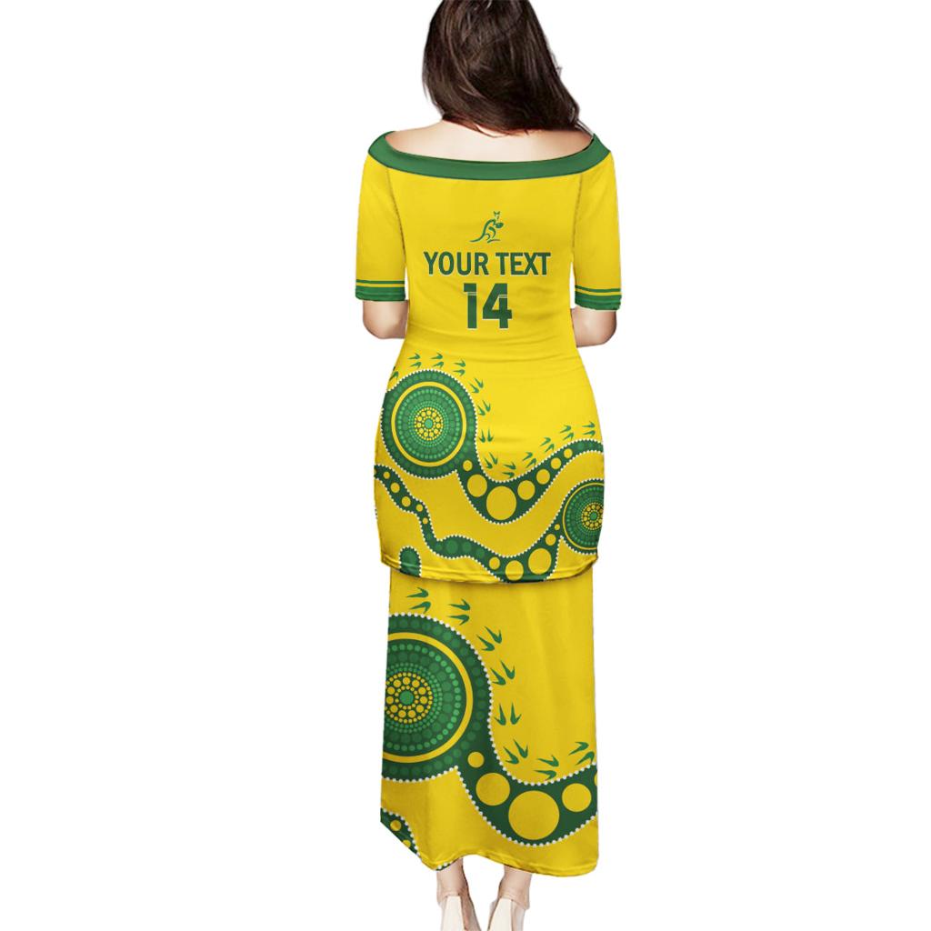 Custom Australia Rugby Family Matching Puletasi and Hawaiian Shirt Go Wallaroos 2024 Pacific Aboriginal Art