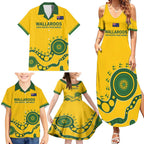 Custom Australia Rugby Family Matching Summer Maxi Dress and Hawaiian Shirt Go Wallaroos 2024 Pacific Aboriginal Art