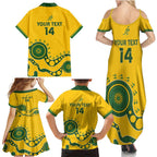 Custom Australia Rugby Family Matching Summer Maxi Dress and Hawaiian Shirt Go Wallaroos 2024 Pacific Aboriginal Art