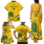 Custom Australia Rugby Family Matching Tank Maxi Dress and Hawaiian Shirt Go Wallaroos 2024 Pacific Aboriginal Art