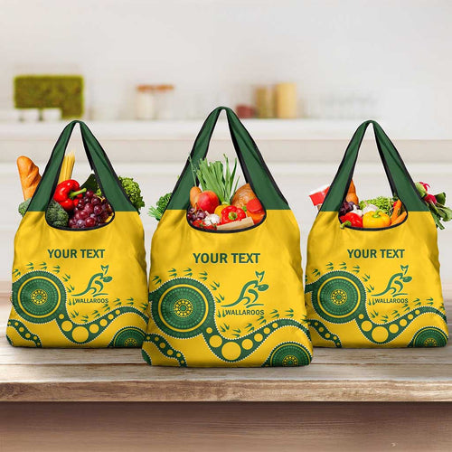 Custom Australia Rugby Grocery Bag Go Wallaroos 2024 Pacific Aboriginal Art